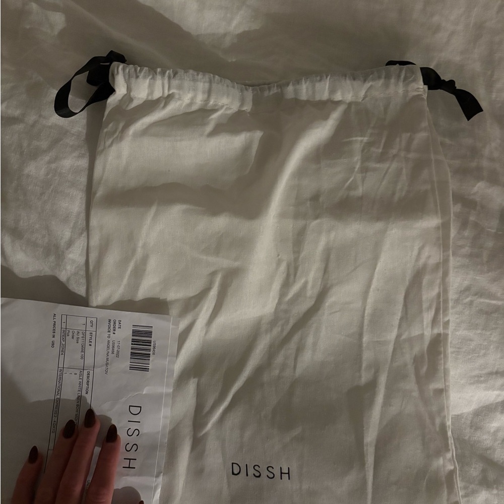 Worn once- like new DISSH LINEN dress white bow midi linen dress $185 size 4 - Picture 6 of 7